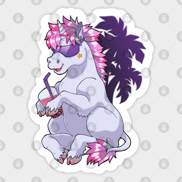 Funky Unicorn with boba tea Sticker by Grethe_B